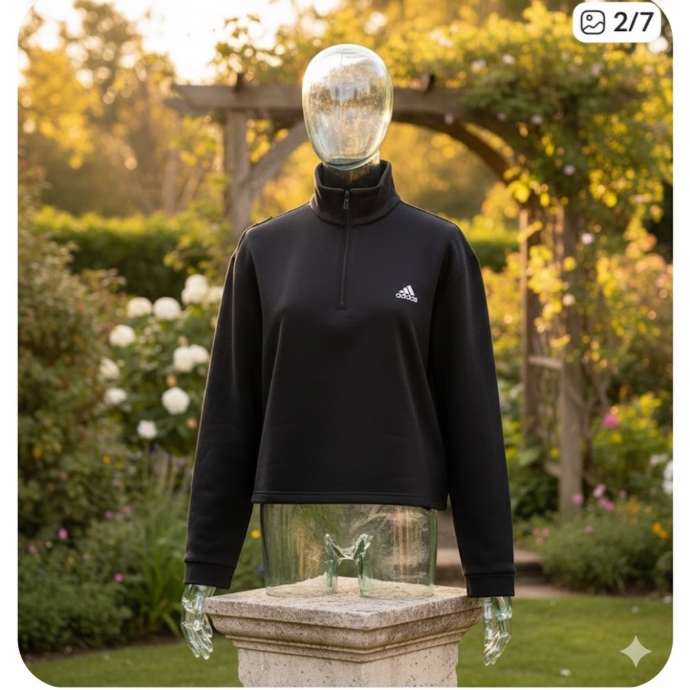 Adidas Women's Black Half-Zip Sweatshirt XL, Pit to Pit “23, length “21